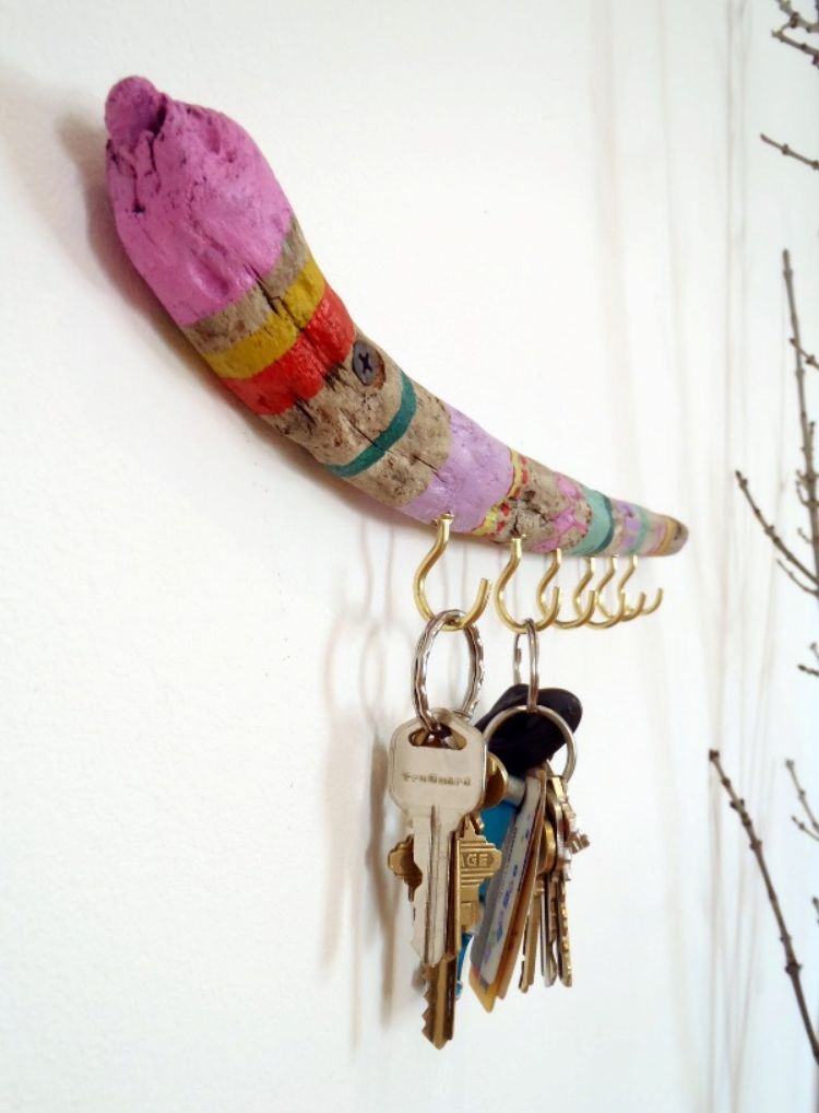 DIY nyckelbräda gör nyckelhållare nyckelställ nyckelring hänger konstdriv på väggen