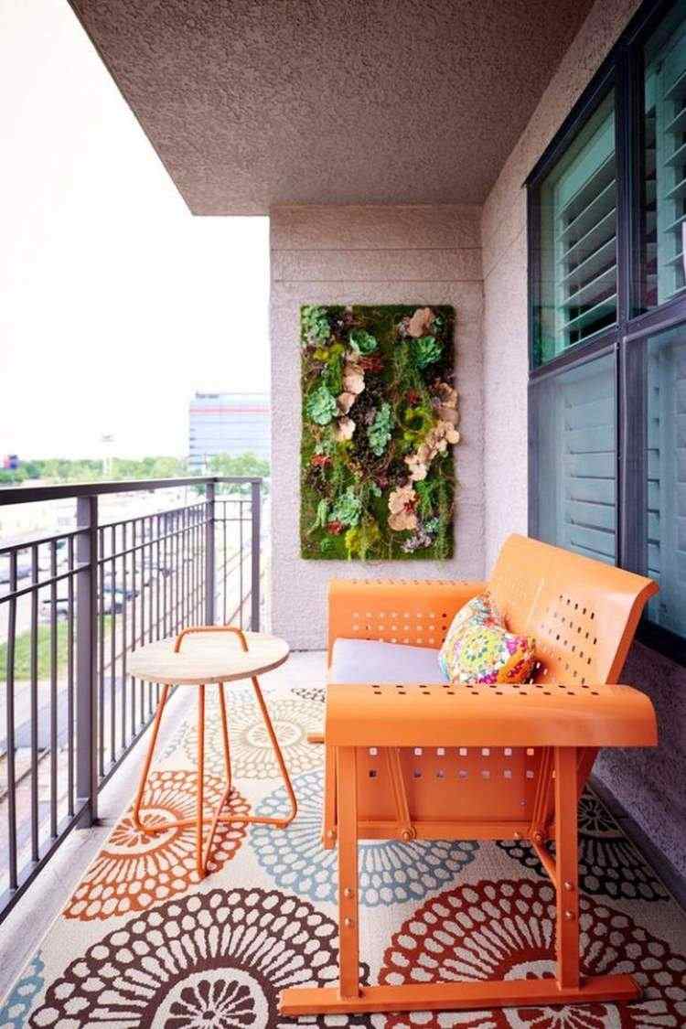 Smal bänk balkong idéer matta utomhus tillbehör