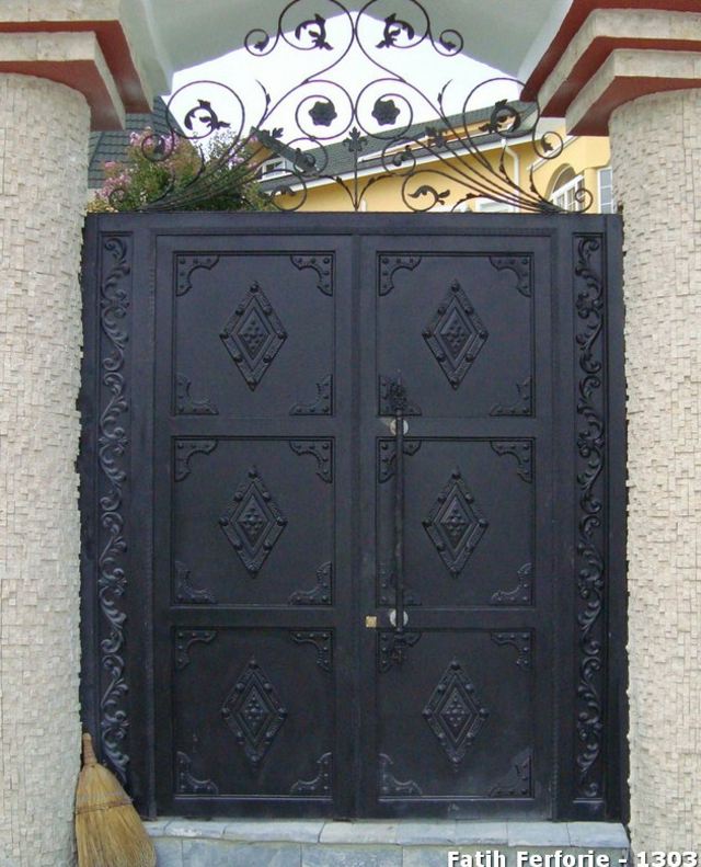 Gate arch smidesjärn sekretess skärm svart två pelare