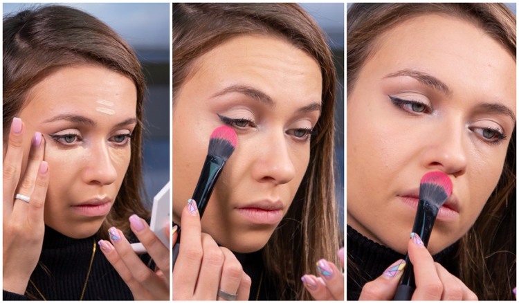 Täck de mörka ringarna med concealer och lägg med pulver