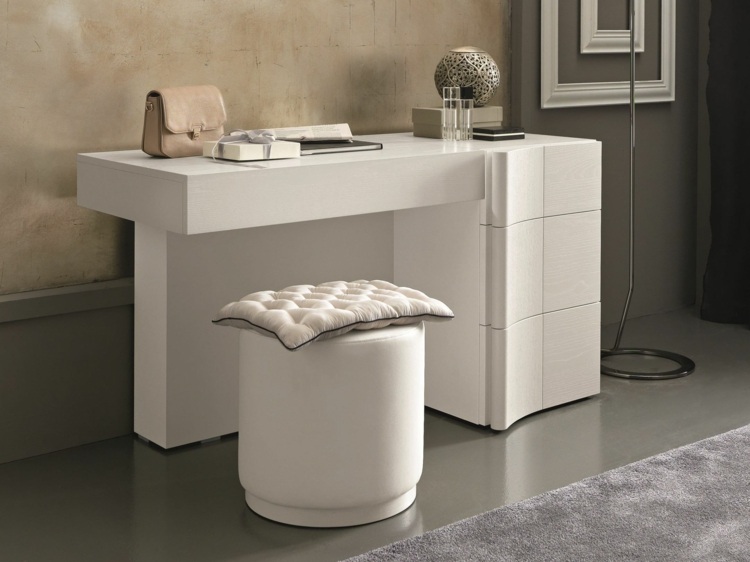toalettbord idéer i vit form original pall sittdyna minimalistisk