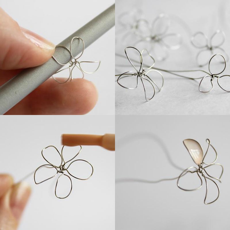 Smycken-gör-det-själv-blomma-aluminium-tråd-blomma-nagellack-steg-3