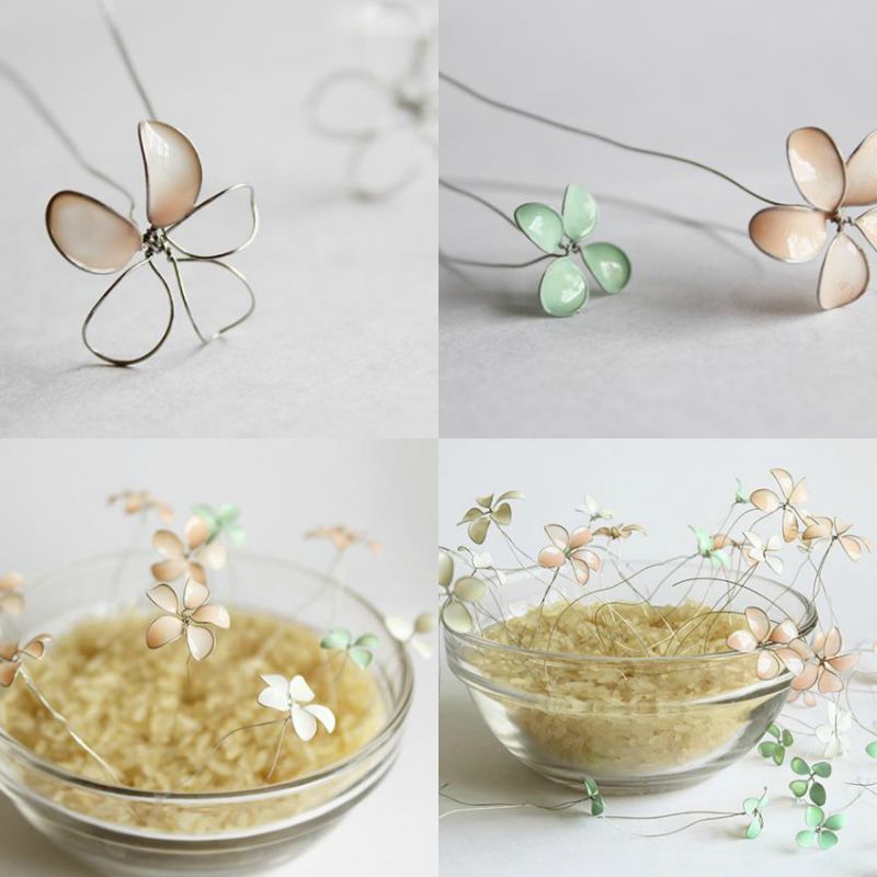 Smycken-gör-själv-tråd-blommor-spik-lack-applicera-skål-ordna-