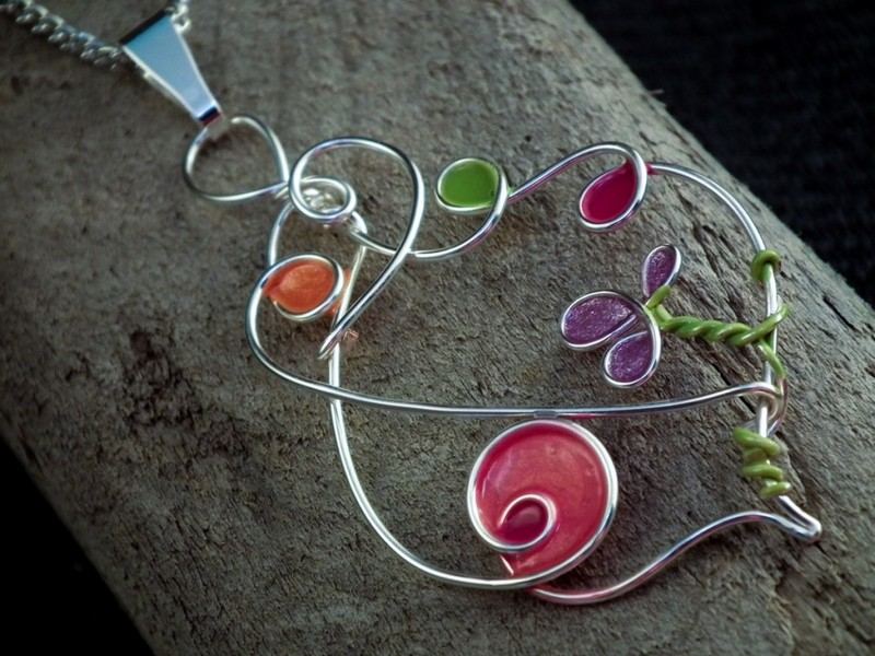 Smycken-gör-det-själv-hängande-rosa-nagellack-färgning-aluminiumtråd
