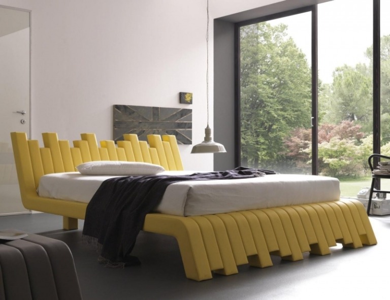 Vackra-sängar-gul-säng-ram-idéer-moderna idéer