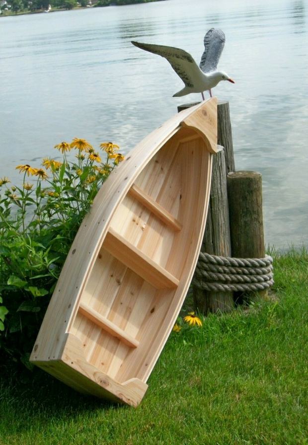 Dekorativ träbåtsrepmåsfigur