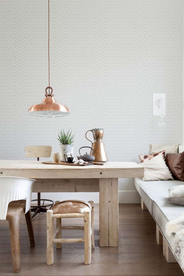 Kök-tapeter-idéer-matplats-geometriska-mönster-grå-koppar