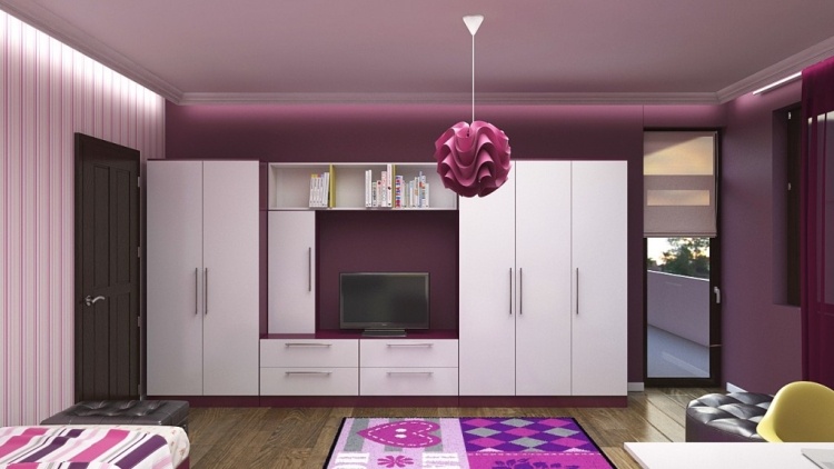 flickrum-möbler-barnrum-uppsättningar-vit-lila-vägg-skåp-tv-indirekt-belysning