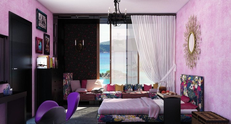 flickrum-möbler-barnrum-uppsättningar-stor-rosa-svart-modern-extravagant-spegel