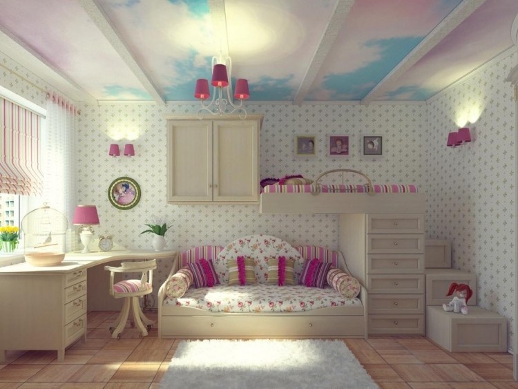 flickrum-möbler-barnrum-set-vitt-tak-himmel-tapet-målat-vackert