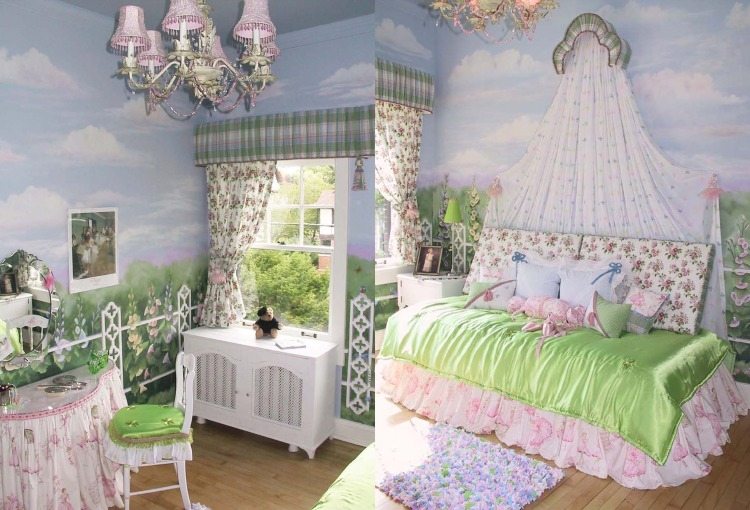 flickrum-möbler-barnrum-uppsättningar-prinsessa-säng-underbara-vägg-dekoration-saga