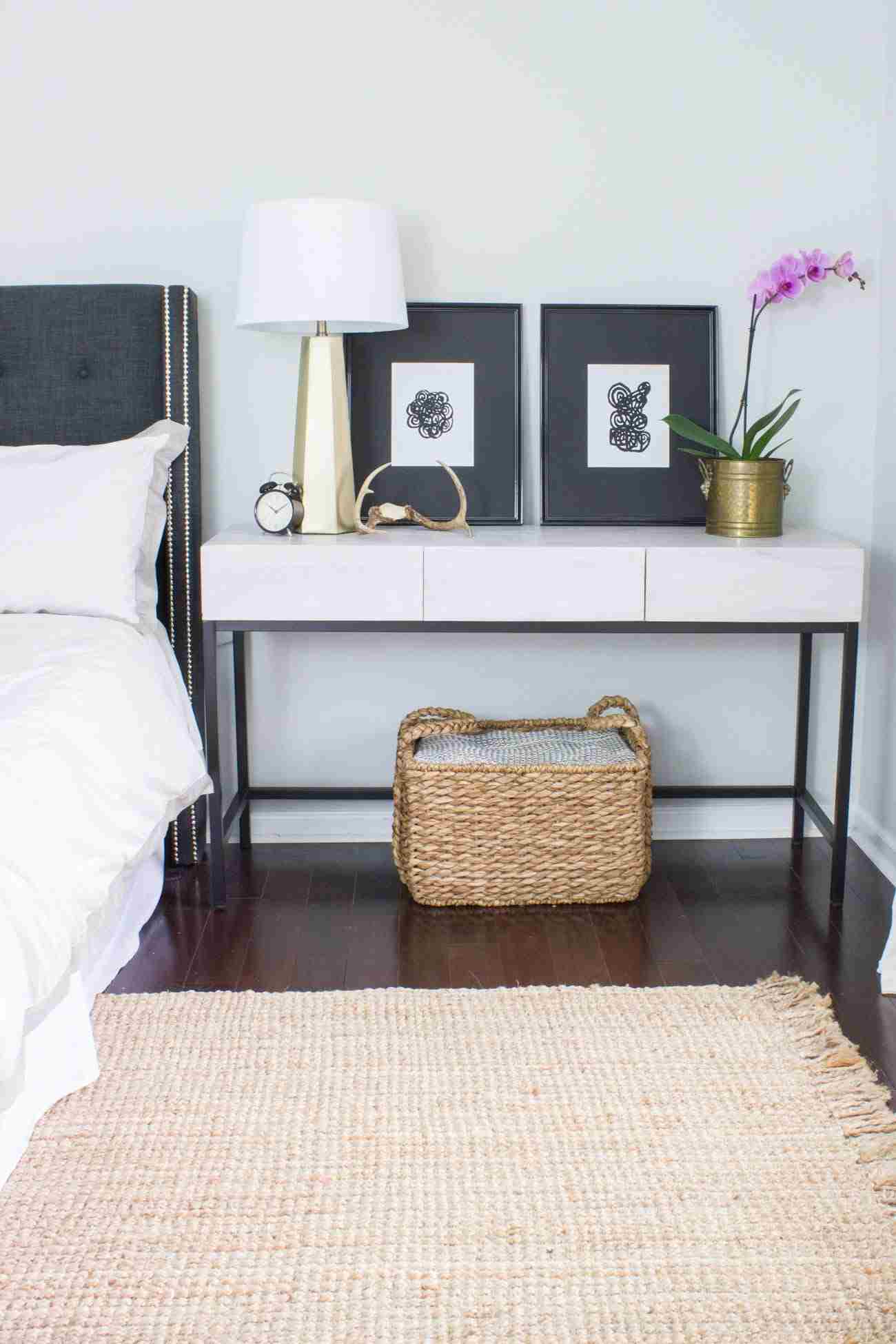Sängbord dekoration sängbord sovrum modern inredning matta