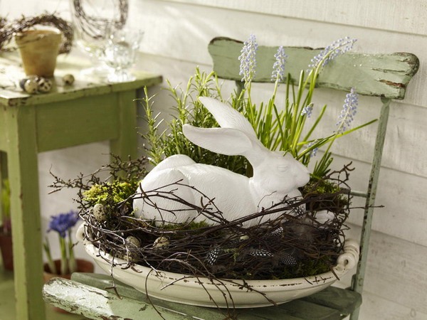 påsk dekoration idéer vit påsk kanin bo