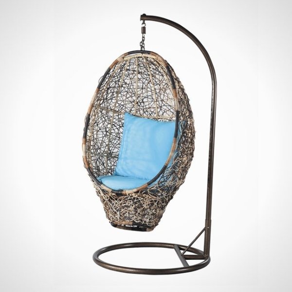 Idéer för hängande stolar Ramfärgad metallblå klädsel