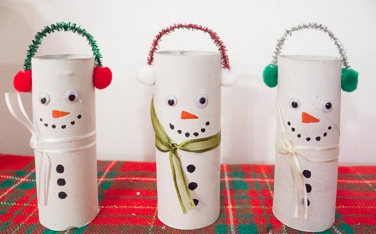 snögubbar tinker toalettpapper rullar pysslar idéer vinter barn