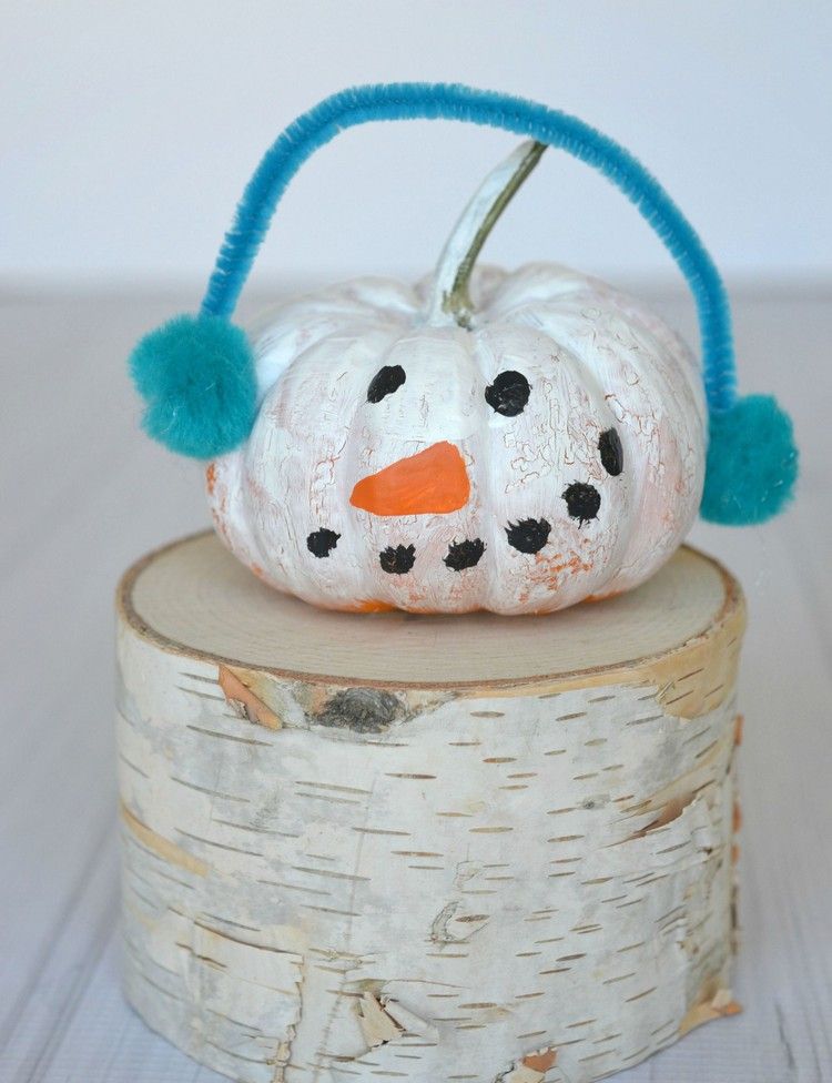 pumpa snögubbe tinker måla barn idé vinter