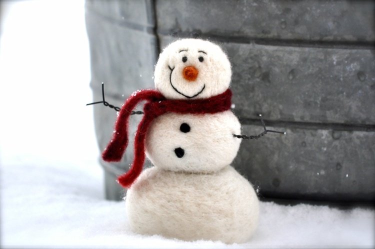 snögubbe tinker filt bollar idé halsduk textil
