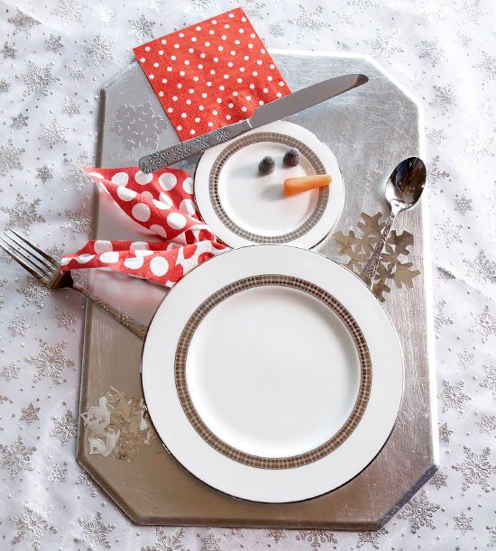 juldekoration idéer telle snögubbe original servetter morot