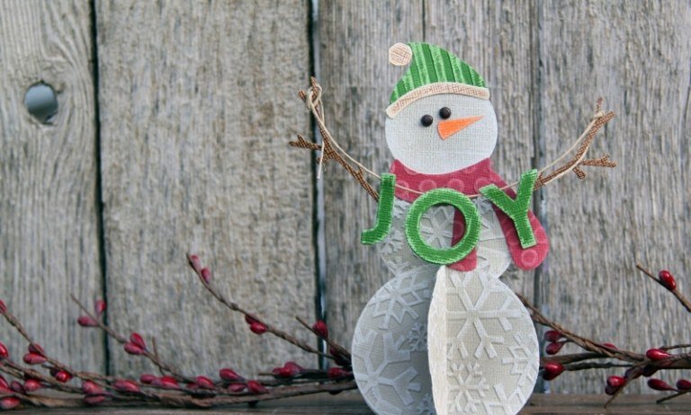 snögubbe tinker papper idé färgglada glädje jul