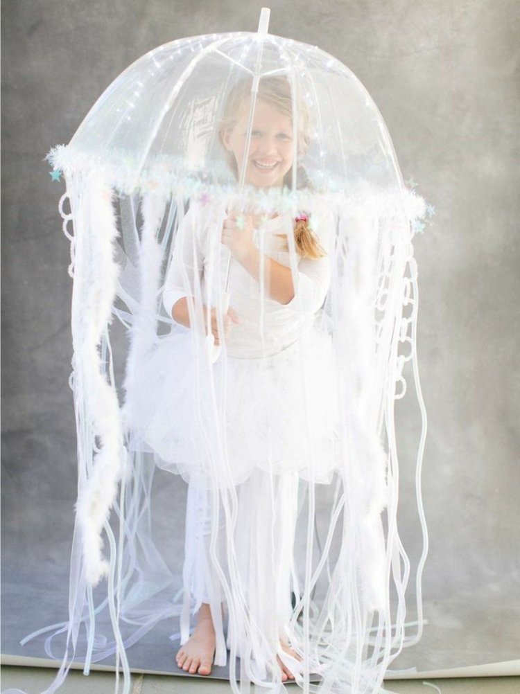 Halloween-kostymer gör dig transparent-paraply-ränder-vit