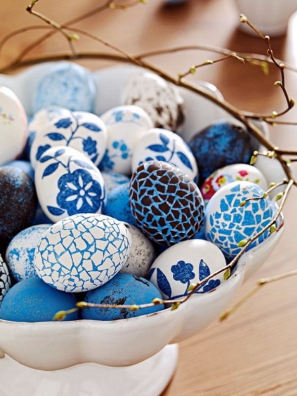 Mosaik dekoration påskägg-blå påsk