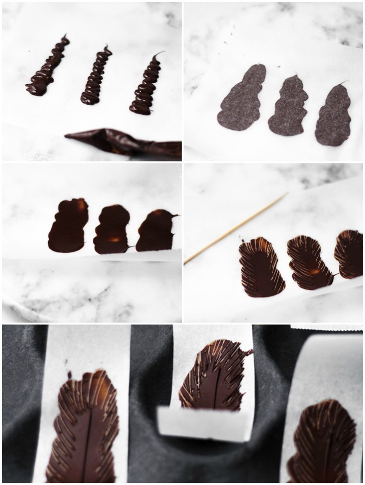 chokladdekorationsinstruktioner gör fjädrar själv