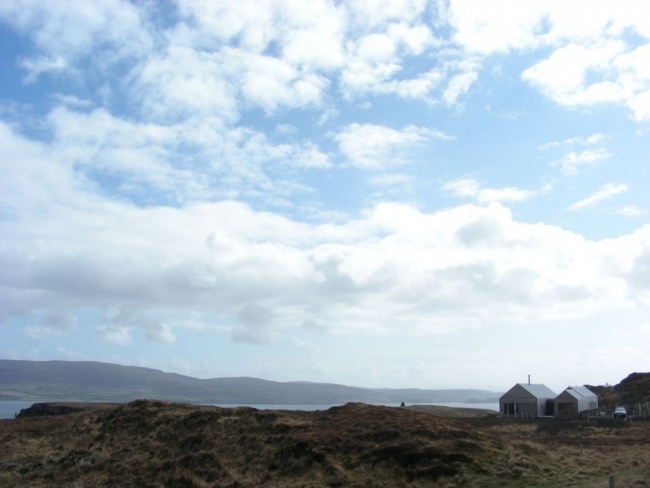 Hus på Isle of Skye Skottland traditionell stil Borreraig
