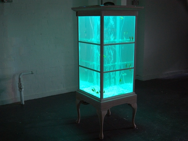 neonljus kreativ skåpdesign som akvarium