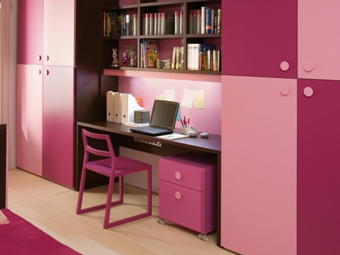 Skrivbord barn inredning idéer tjejerum rosa färg