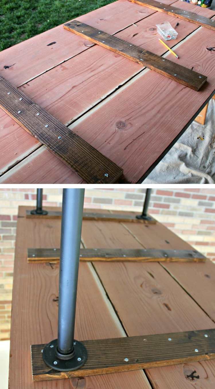 skrivbord-bygg-själv-idéer-instruktioner-rör-rör-kopplingar-trä-panel-montering