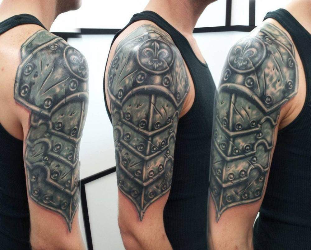 tredimensionell axeltatuering män symboliska axelpansar rustning