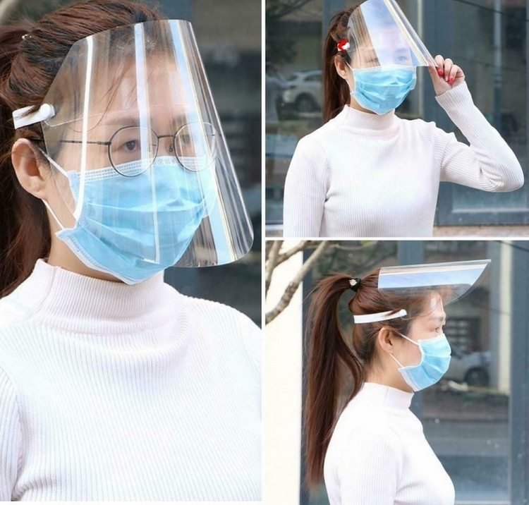 Använd en ansiktsskydd av plast i kombination med en ansiktsmask