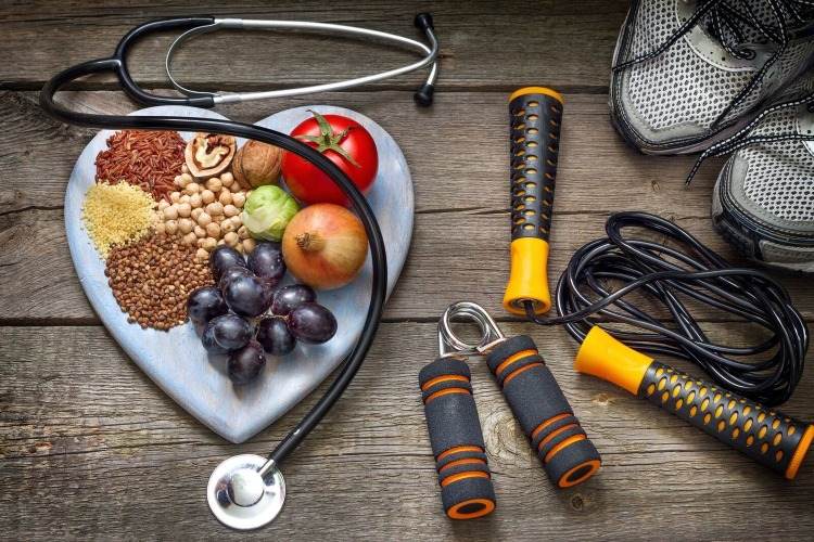 hälsosam livsstil med kroppsträning hälsosam mat och träning för friskt hjärta