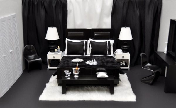 lyxigt svartvitt sovrum