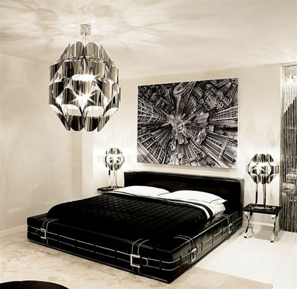 snyggt svartvitt sovrum