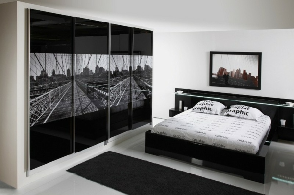 svartvitt sovrumsmöbler