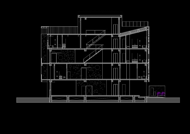 svart fasad modern design onyx upplyst hus taiwan minimalistiska runda hål design cirklar inspirerad av spray arkitektur projekt planlösning