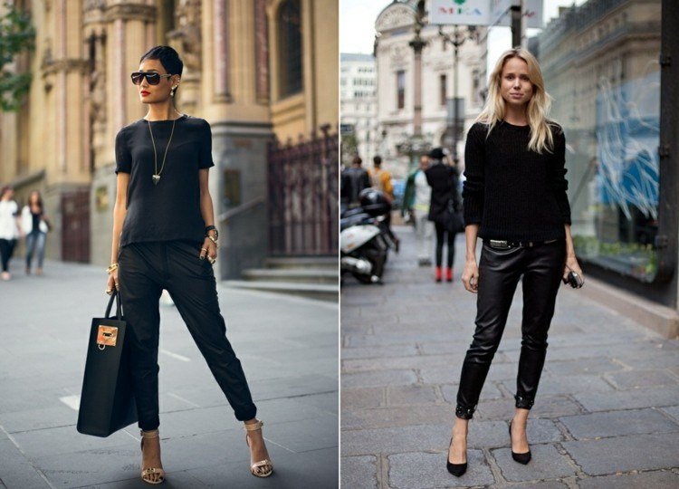 Svart-outfits-sätt ihop-Lederhose-blus
