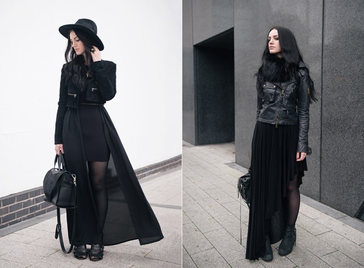 Svart-outfits-sätta ihop-lång-kjol-vardagligt arbete