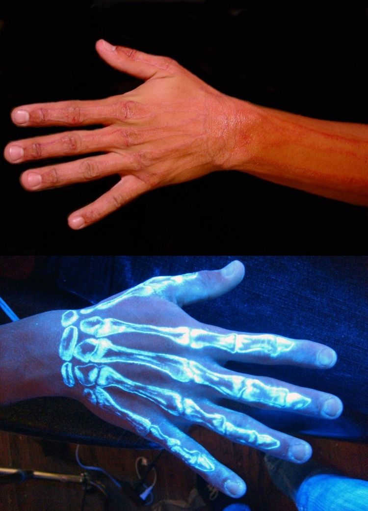 svart-ljus-tatuering-färg-hand-arm-skelett-fluorescerande