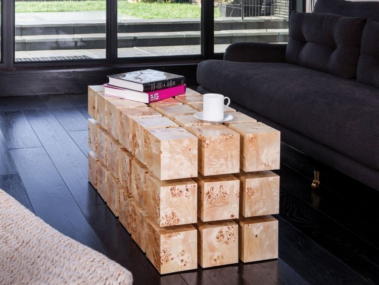 Flytande möbler-futuristisk-design-bord-trä-kub-fast-vardagsrum