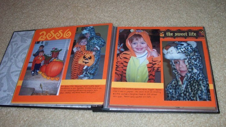 Scrapbooking-idéer-foto-album-design-barn-halloween-tema-orange-färg