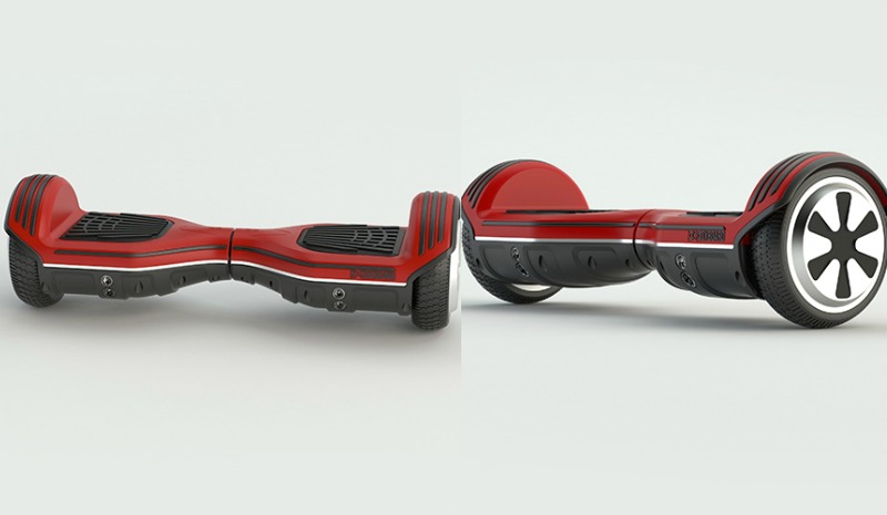Segway-utan-handtag-röd-metall-modern-stad-scooter