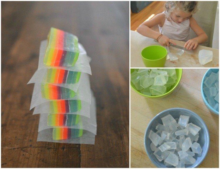 Tvål-gör-det-själv-med-barn-regnbågsfärgad-glycerin