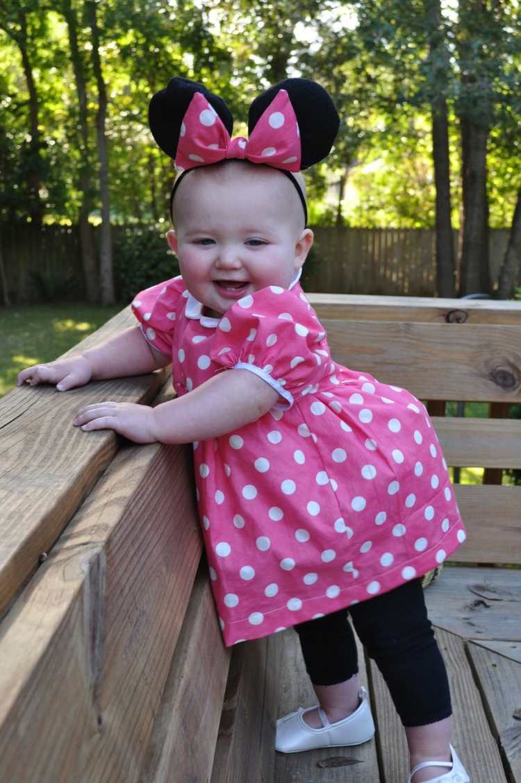hemlagad karneval kostymer toddler minnie mouse rosa klänning prickar öron pannband