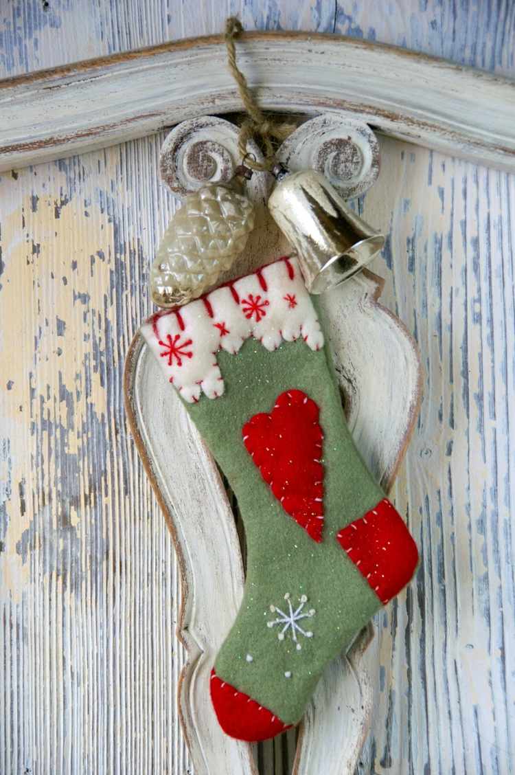 nicholas stövlar dekorerar lappar design hjärta snöflingor rustik