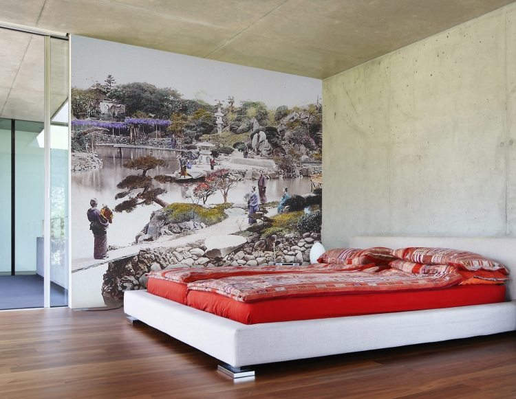 självhäftande-fototapet-sovrum-japansk-trädgård-bild