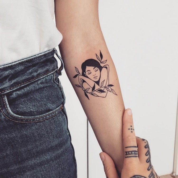 Underarm tatuering kvinna själv kärlek tatuering