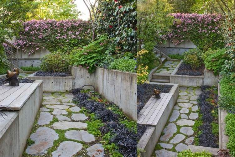 Handfat-trädgård-sittplatser-design-modern-betong-plantering-sängar-terrasserad bänk