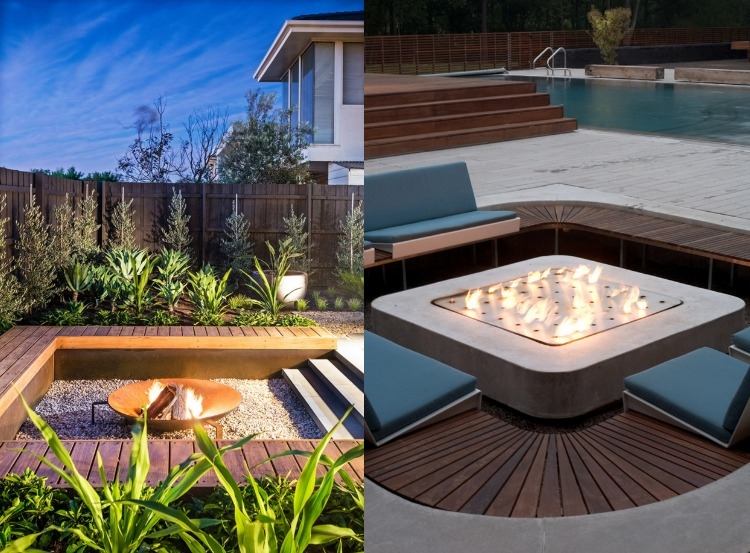 Sunk-trädgård-sittplatser-öppen spis-design-modern-bänk-tegel-trä